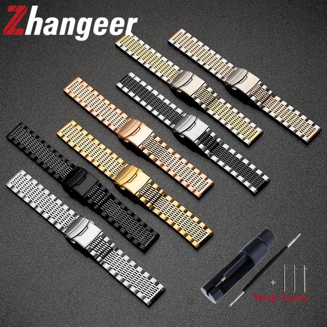 Zhangeer Uhrenarmband Edelstahl, Metall-Faltschließe, Unisex - Bild 1