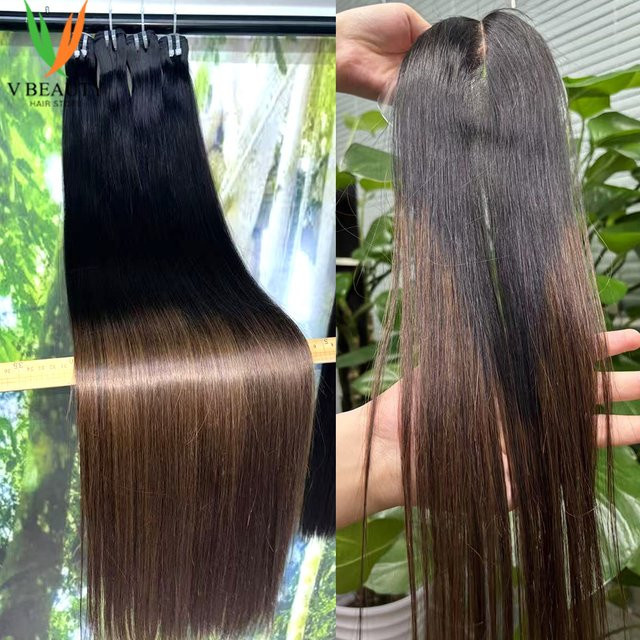 V Beauty Echthaar-Bündel, Ombre-Braun Honig, 50,8 cm - Bild 1