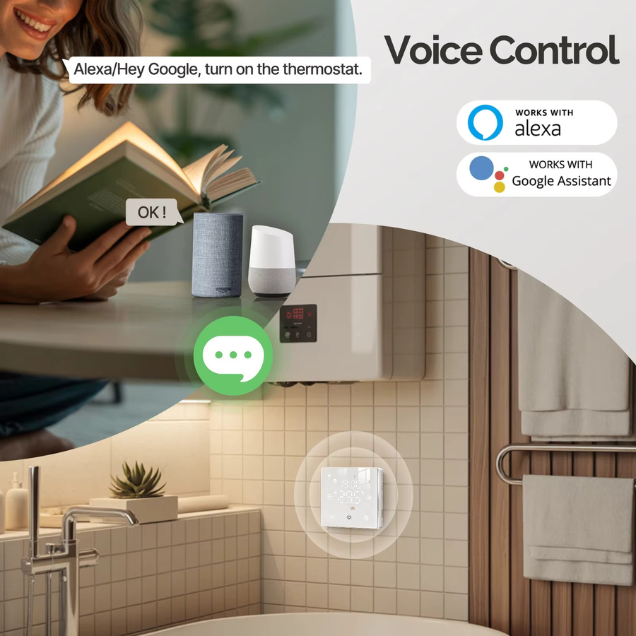 MOES Smart Thermostat Tuya WiFi/ZigBee Batteriebetriebener Temperaturregler für Gaskessel kompatibel mit Alexa und Google Home in Schwarz oder Weiß - Bild 4