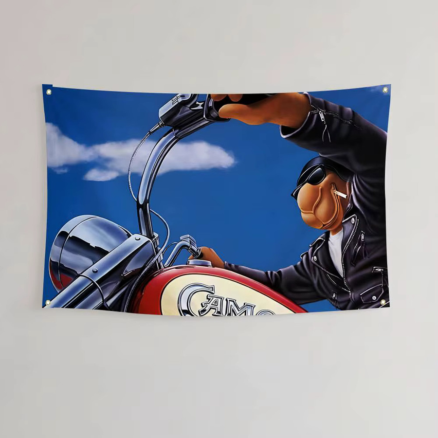 C-CAMEL Zigaretten-Flagge als dekorativer Wandteppich aus Polyester in Blau mit Retro-Grafik - Bild 6