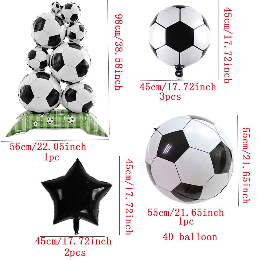 7-teiliges Fußball-Party-Dekorationsset mit 4D Folienballons und Ständern in Multicolor für deine Geburtstagsparty - Bild 4