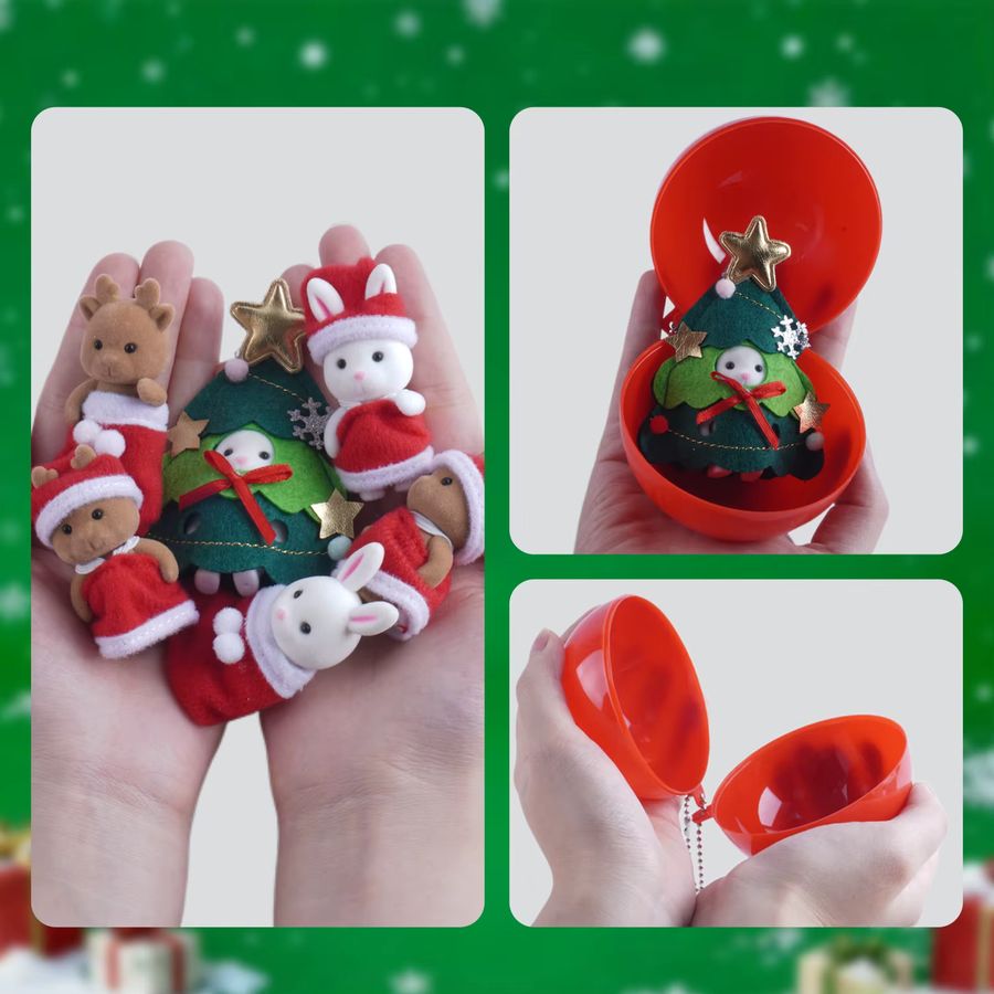 MSFTOYS 6er Set Kreative Weihnachtsbaum Anhänger mit Kaninchen, Rentier und Baby Puppe in Multicolor - Bild 4