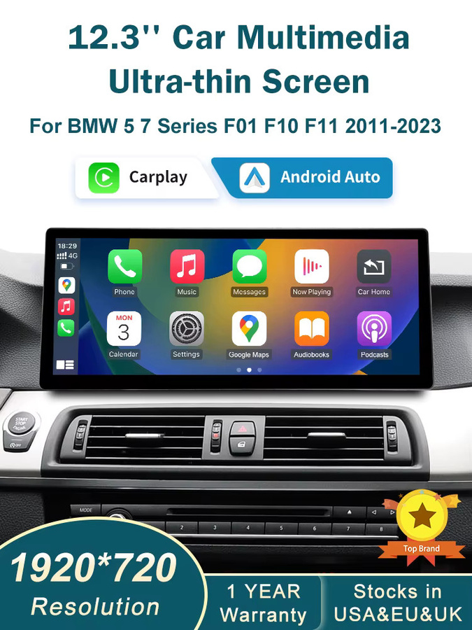 RoadTop Kabelloses CarPlay Multimedia-Radio für BMW 5er Serie F10 F11 G30 (2011-2023) mit 12,3 Zoll Linux-Bildschirm in Schwarz - Bild 6