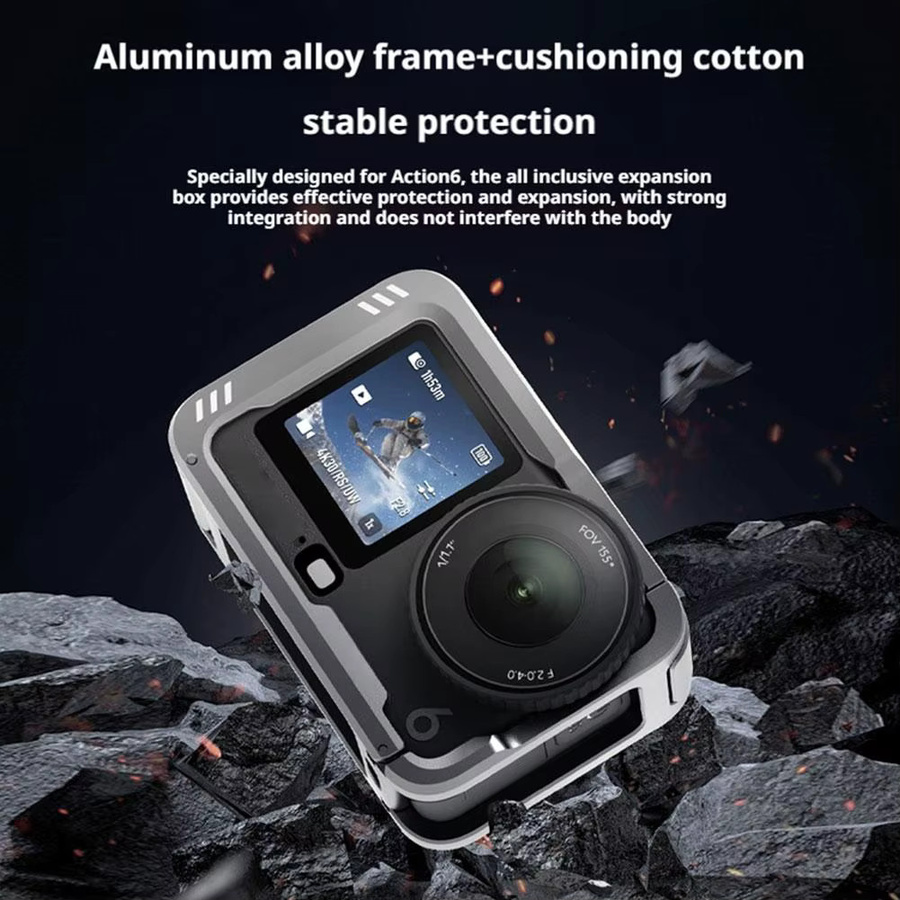 DJI Osmo Action 6 Metall-Erweiterungshalterung aus Aluminiumlegierung in Grau für Rundumschutz und ultraleichtes Kamerazubehör - Bild 3