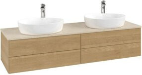 V&B Waschtischunterschrank Antao ohne Frontstruktur, Farbe Eiche Honig, B: 160 cm, T: 50 cm - Bild 1
