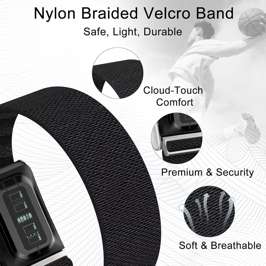 Vwar Ersatzarmband aus atmungsaktivem Nylon für Whoop 5.0, verstellbares Sportarmband in Schwarz und Grün - Bild 2