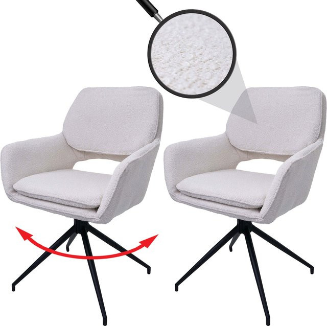 2er-Set MCW Esszimmerstuhl N74 in Beige aus Stoff Bouclé mit Auto-Return Funktion - Bild 1