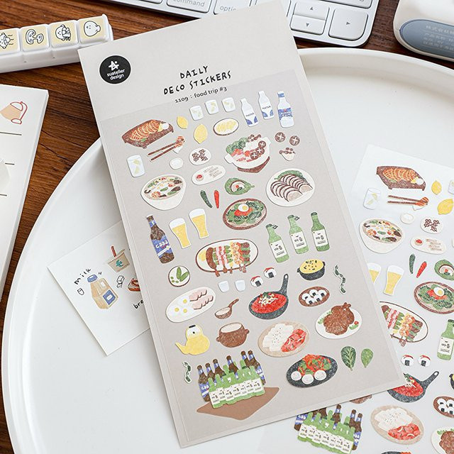 Suatelier Food Trip 3 Bier Barbecue Papieraufkleber für Scrapbooking und DIY Tagebuch, Mehrfarbig - Bild 1
