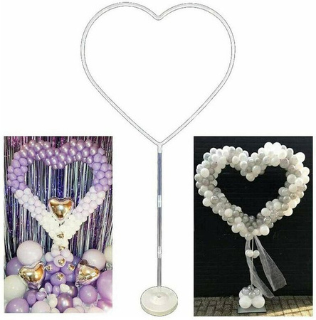 TOMTOP JMS Ballon Säulenbogen Set in Herzform, Dekoration für Hochzeit und Valentinstag, Grau/Transparent/Weiß