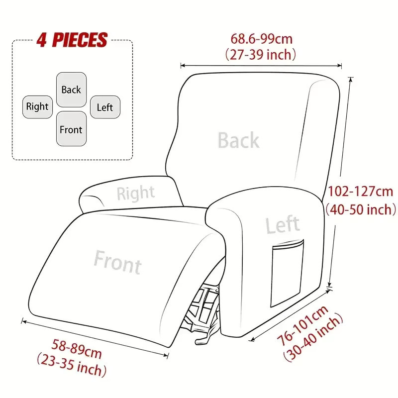 WANERQU 1-Sitzer-Sofabezug mit Jacquard-Split-Recliner Design, Stretch-Schonbezug in Schwarz-Grau, schmutzabweisender Relax-Sessel-Schutz für dein Wohnzimmer - Bild 2