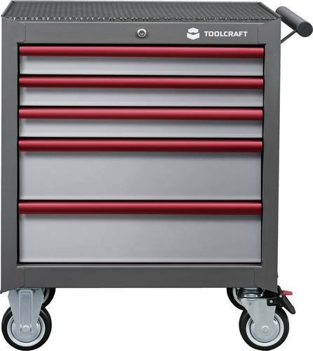 TOOLCRAFT 890680 Werkstattwagen aus Stahl in Grau, Anthrazit und Rot, abschließbar und rollbar - Bild 1
