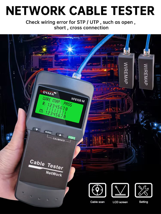 NOYAFA NF-8108M Professioneller Netzwerkkabeltester mit Längenmessung und Kabelverfolger in Schwarz - Bild 8
