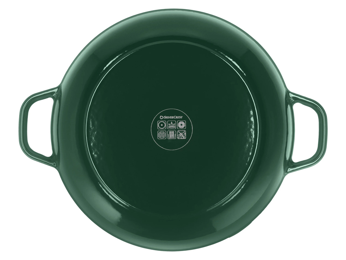 SILVERCREST Premium-Gusseisenservierpfanne, emailliert, Grün, Durchmesser: 30 cm - Bild 2
