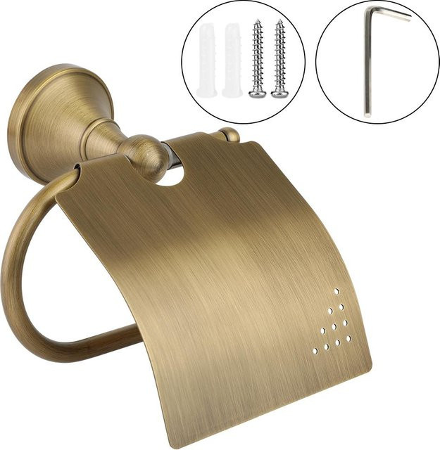 CosyHome Antiker Badezimmer Rollenpapierhalter aus Metall in Braun, Wandmontiertes Aufbewahrungsregal für Papierhandtücher - Bild 1