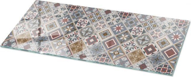 Tulup Couchtischplatte aus Glas mit Mosaikmuster und Ornamenten in Grau und Multicolour, B/T: 125 x 50 cm - Bild 1