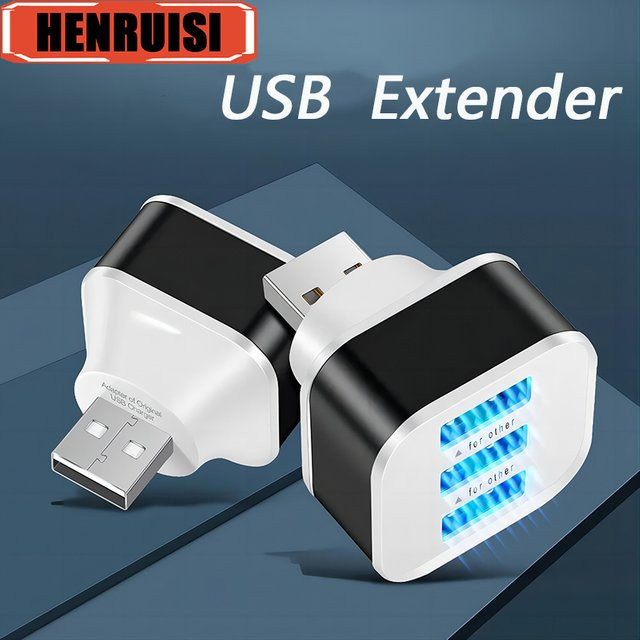 Henruisi 3-Port USB 2.0 Hub mit Schnellladefunktion, USB Splitter und Adapter für Laptop, Tablet und Smartphone, Silber/Weiß - Bild 1