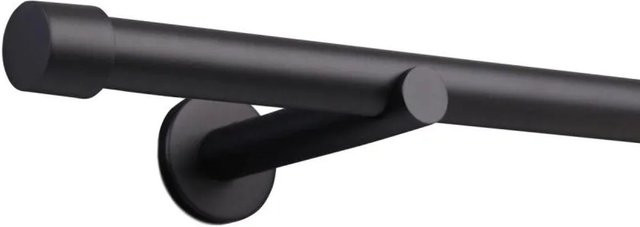 Deco-Raum Gardinenstange nach Maß mit 1 Kappe, Durchmesser: 25 mm, Farbe: Schwarz, Länge: 330 cm - Bild 1