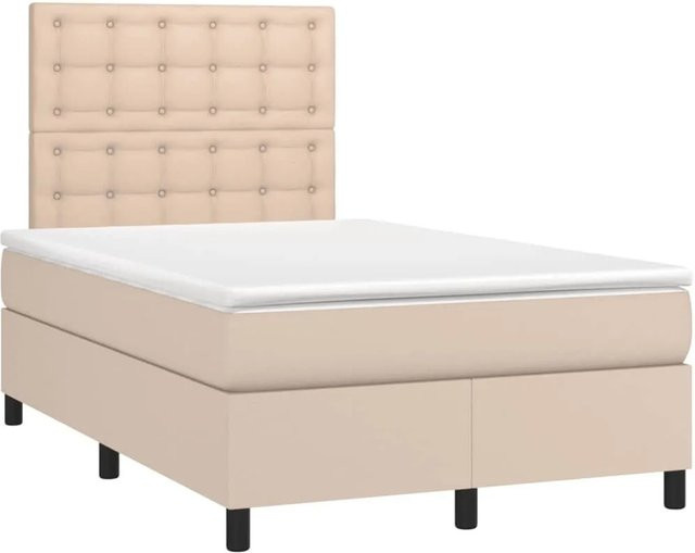 vidaXL Boxspringbett Hybrid mit Matratze und Kopfteil in Cappuccino-Braun, B/T/H: 120 x 190 x 32 cm - Bild 1