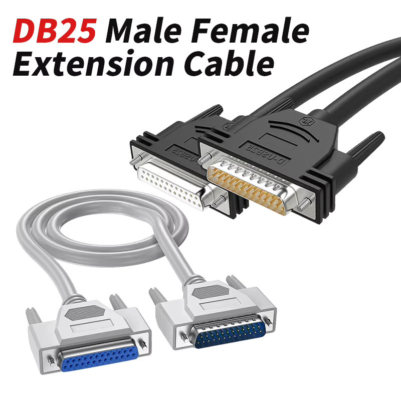 DIVEDEER DB25 Abgeschirmtes Parallel-Port Datenkabel in Schwarz, 25-poliges Verbindungskabel mit Stecker auf Buchse aus Reinkupfer (26AWG) - Bild 2