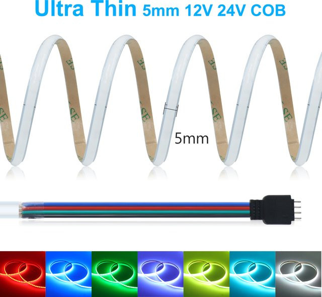 GAHADA RGB COB LED Streifen für TV Hintergrundbeleuchtung, Multicolour, 5mm dünn, 576 LEDs/m, schneidbar - Bild 1