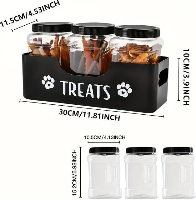 Siaoxie Luftdichte Tier-Snack-Aufbewahrungsbox aus Holz in Schwarz mit großer Kapazität - Bild 1