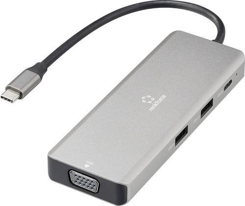 Renkforce USB-C Dockingstation RF-DKS-906 in Silber mit HDMI, USB-A und Ethernet/LAN, unterstützt 8K@30Hz und 4K@30Hz - Bild 1