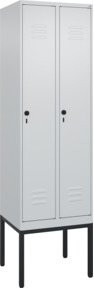 C+P Spind Classic PLUS Garderobenschrank mit 2 Abteilen, Gestell aus Stahl, Lichtgrau/Schwarzgrau, H x B x T: 212 x 60 x 50 cm - Bild 1