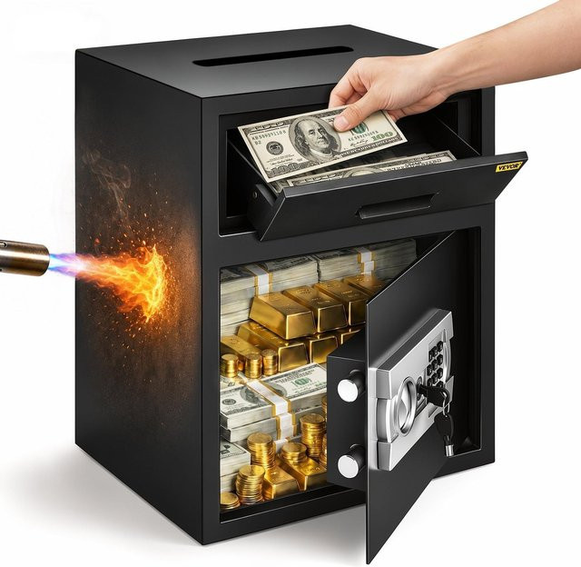 Digitaler Einwurftresor von Buying Solutions, MB mit elektronischem Zahlenschloss und Einwurfschlitz, Kohlenstoffstahl, Schwarz, B/T/H: 48 x 30 x 45 cm - Bild 1