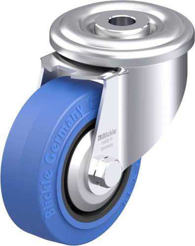 Blickle LER-POEV 80R-SB-FA Stahlblech-Lenkrolle in Schwarz und Blau mit Rad-Durchmesser 80 mm und einer Tragfähigkeit von 140 kg - Bild 1