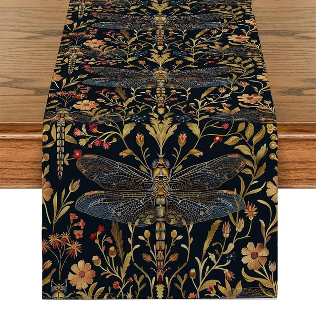 JINGYUE Pet Tischläufer im William Morris Retro-Stil mit Sonnenblumen-Floral-Design, Mehrfarbig, Breite: 150 cm, Tiefe: 33 cm - Bild 1