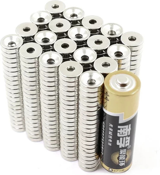 Runde Magnete in Silber mit Loch, Durchmesser: 10 mm, Tiefe: 3 mm - Bild 1