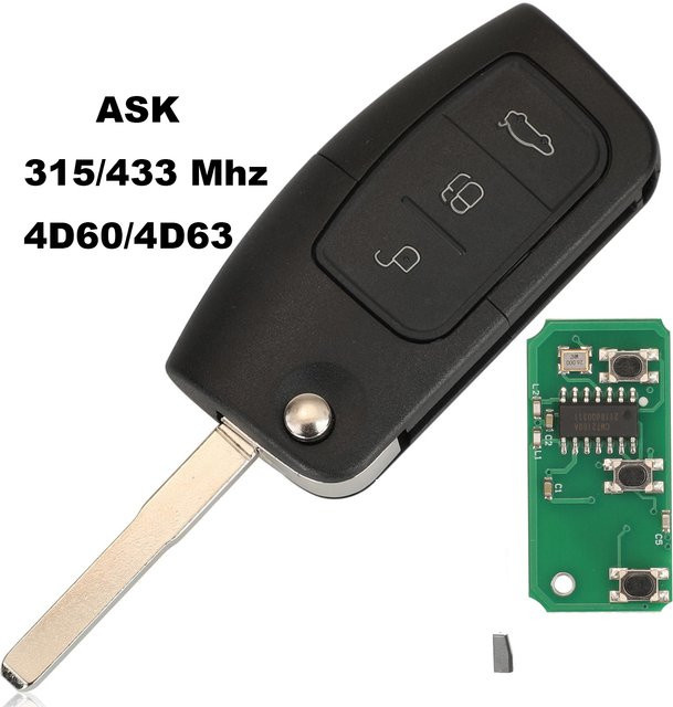 Jingyuqin Autoschlüssel für Ford Focus Mondeo C Max S Max Galaxy Fiesta in Schwarz mit 315/433 MHz und 2/3 Tasten als Keyless Entry Remote Key Fob - Bild 1