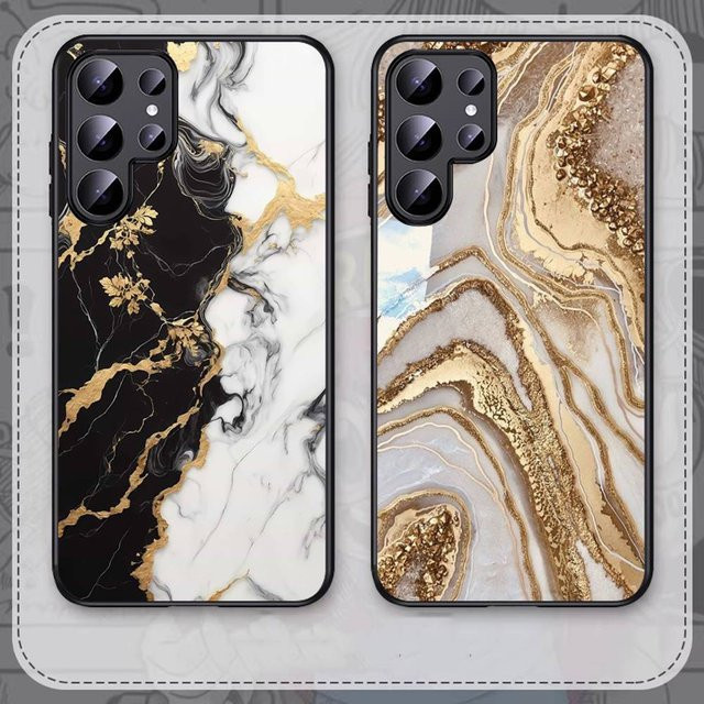 Handyhülle mit Marmor-Design in Schwarz und Gold für Samsung Galaxy S24 FE, S25 Ultra, S22 Ultra 5G und weitere Modelle - Bild 1
