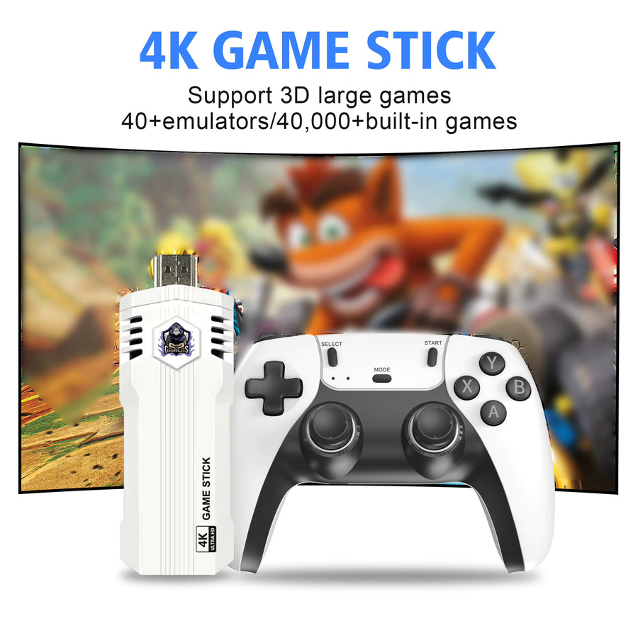 Vieruodis Retro-Spielkonsole X2L Game Stick mit 4K UHD HDMI, 30.000 Spielen, 40 Emulatoren und 2,4G Wireless-Controllern in Schwarz oder Weiß - Bild 2