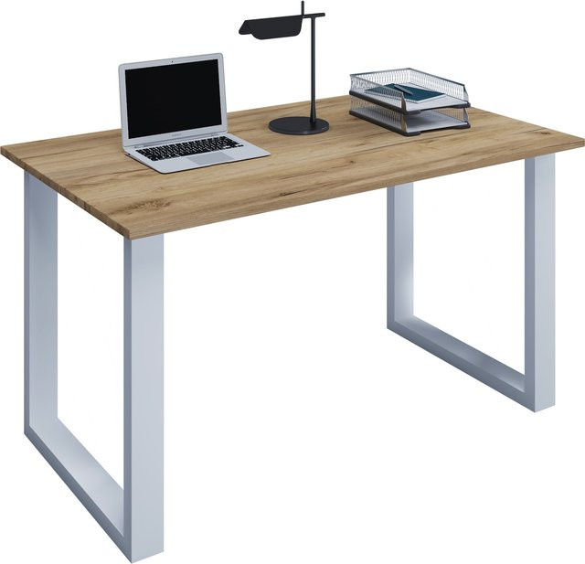 VCM Schreibtisch Lona U in Braun mit Metallfüßen, H x B x T: 76 x 140 x 80 cm - Bild 1
