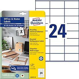 Avery Zweckform Etiketten LR3475-10, A4, universell, permanenthaftend, Recycling-Papier, naturweiß, 240 Stück - Bild 1