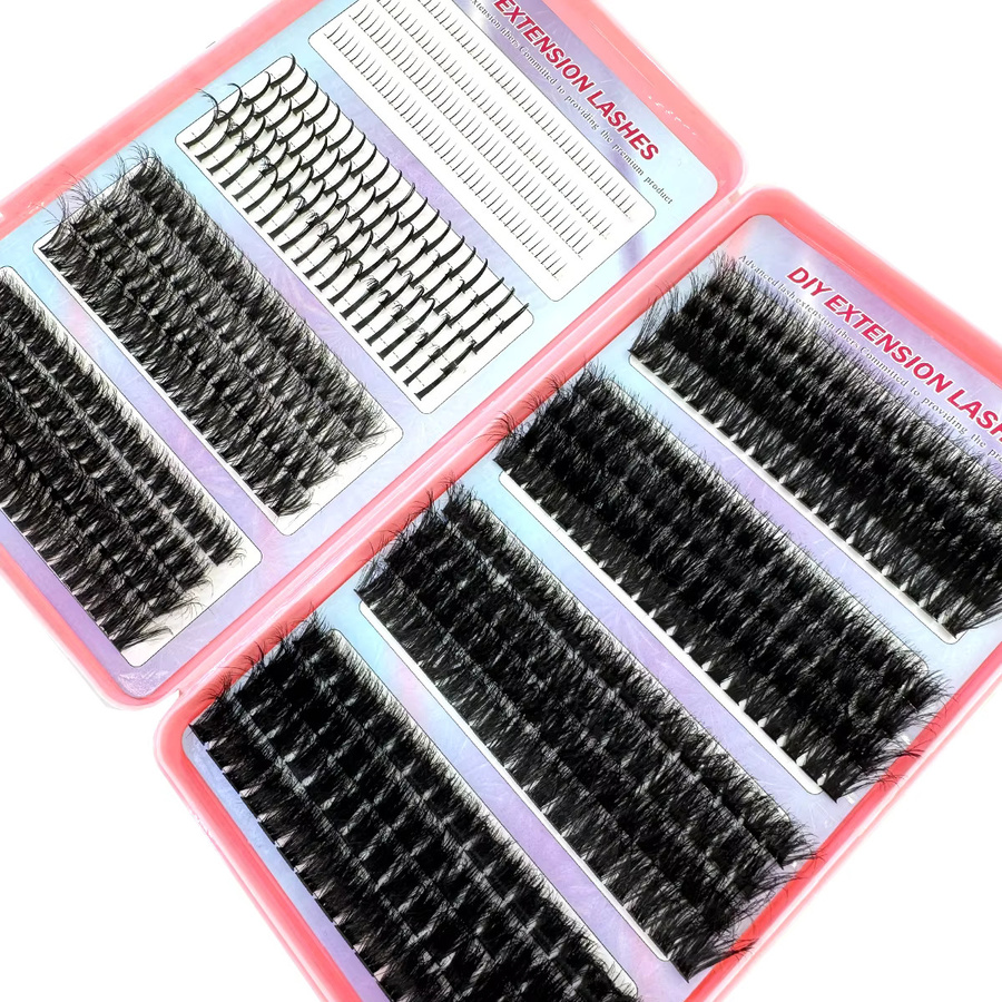 AMSDCN Wimperncluster mit unteren Wimpern, 32 Reihen, Unisex - Bild 5