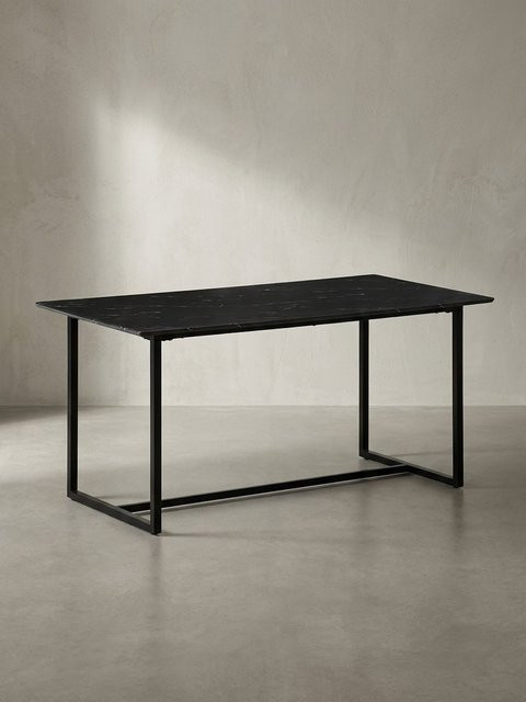 Moderner Esstisch in Marmoroptik von KADIMA DESIGN, rechteckig, Schwarz, B/T/H: 180 x 90 x 76 cm - Bild 1
