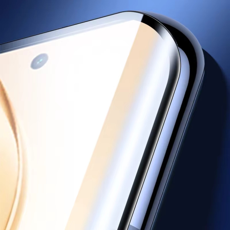 2 Stück 9H gehärtete Glasfolie für OPPO Realme 14 Pro Plus, 3D gebogener Anti-Blaulicht-Bildschirmschutz, transparent - Bild 2