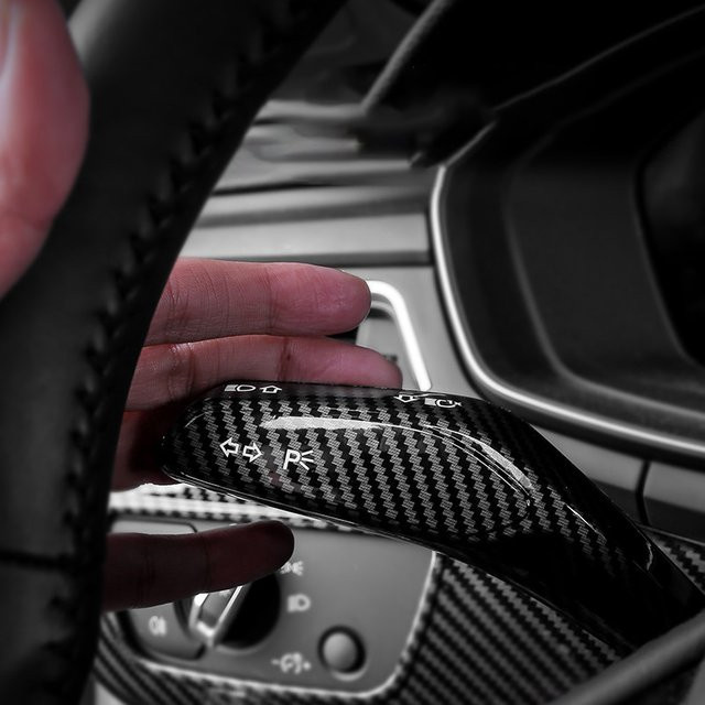 SNBLO Carbon Grain Schutzhülle für Lichtschalterstange, Wischerschalterstange und Cruise Control System für Audi A4 B9 und A6 C8, Schwarz - Bild 1