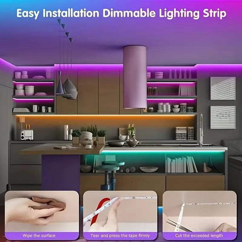 Szaoju Intelligente WLAN-LED-Lichtleiste mit RGB 5050 für TV-Hintergrundbeleuchtung und Party-Dekoration, kompatibel mit Alexa und Google Home - Bild 2