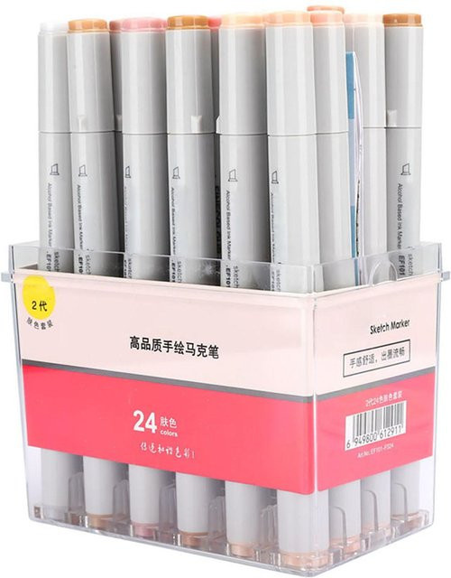 OutsideWorld Marker Stift Set mit Doppelkopf in Hautfarben, 2nd Generation, Grau und Weiß - Bild 1