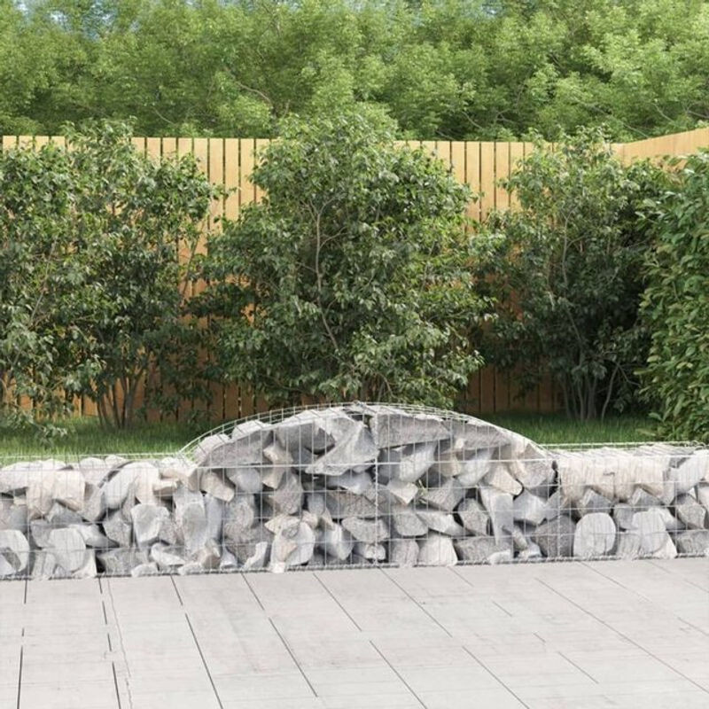 Vidaxl Gabionen mit Hochbogen aus verzinktem Eisen in Silber, 15 Stück, B/T/H: 300 x 50 x 40/60 cm - Bild 1
