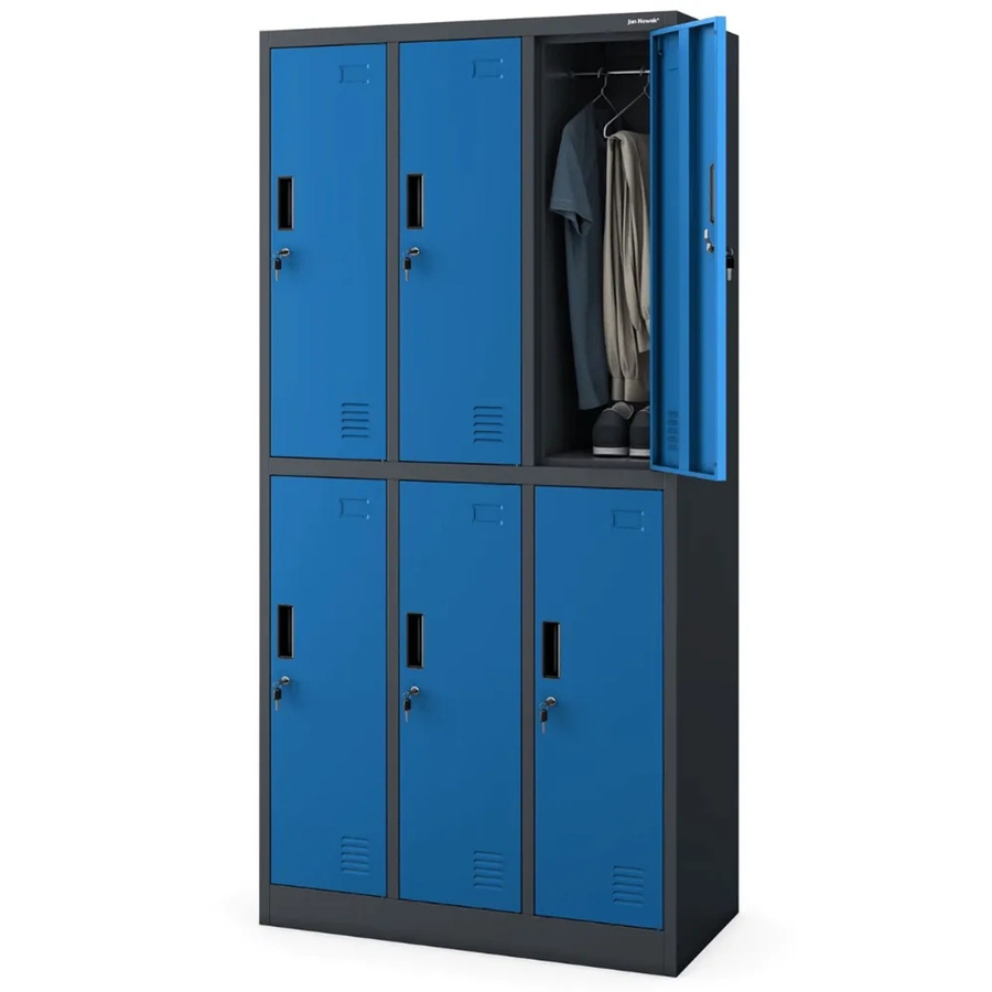 JAN NOWAK Umkleideschrank Spind IGOR mit 6 Abteilen in Anthrazit-Blau, Höhe: 185 cm, Breite: 90 cm, Tiefe: 45 cm - Bild 2