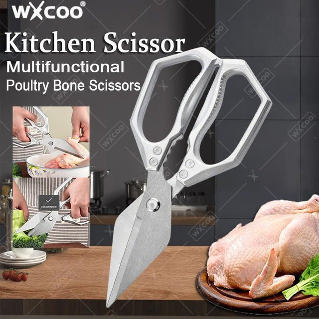 WXCOO Multifunktionale Küchenschere aus Edelstahl in Silber für Fleisch und Hühnerknochen - Bild 1