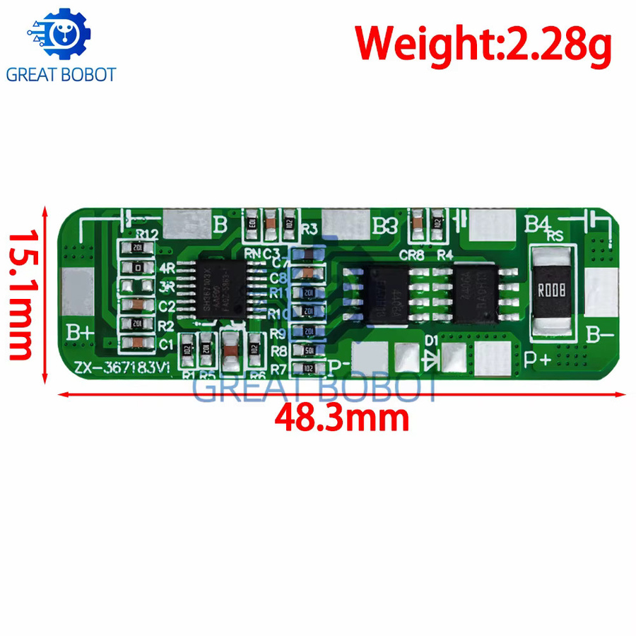 BS BMS Schutzplatine für 4S 18650 Li-Ionen-Lithium-Batterien, 4A-5A, Farbe: Grün - Bild 2