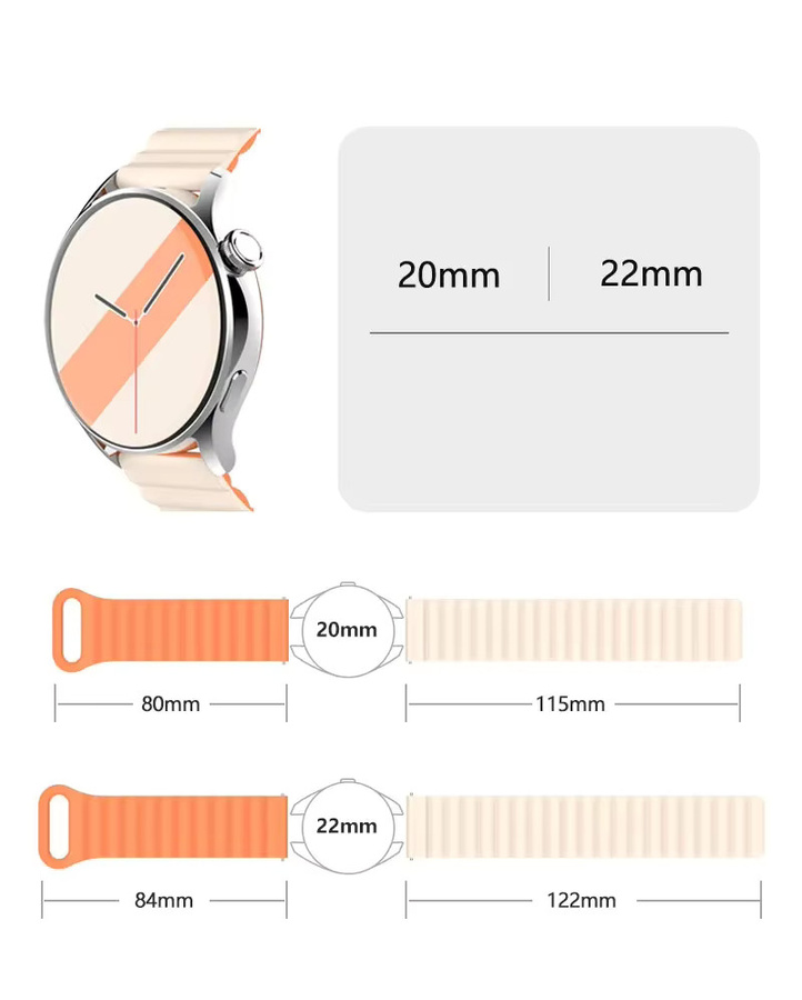 Uhrenarmband Silikon, Magnetverschluss, 20mm, 22mm, Unisex - Bild 3