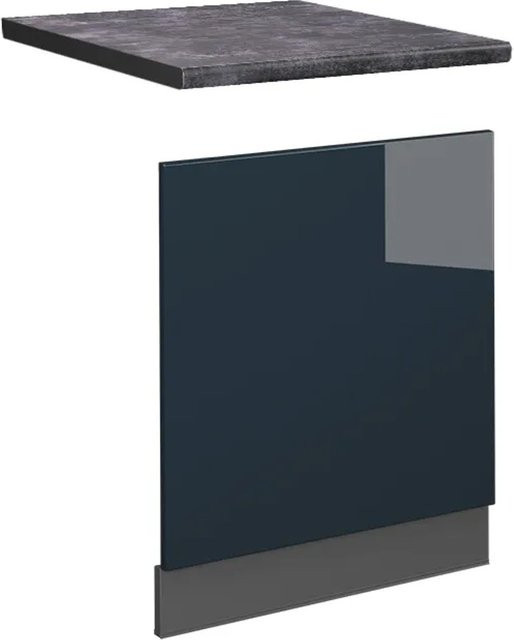 Vicco Fame-Line Geschirrspülerblende mit Arbeitsplatte in Anthrazit und Dunkelblau Hochglanz, Breite: 60 cm - Bild 2