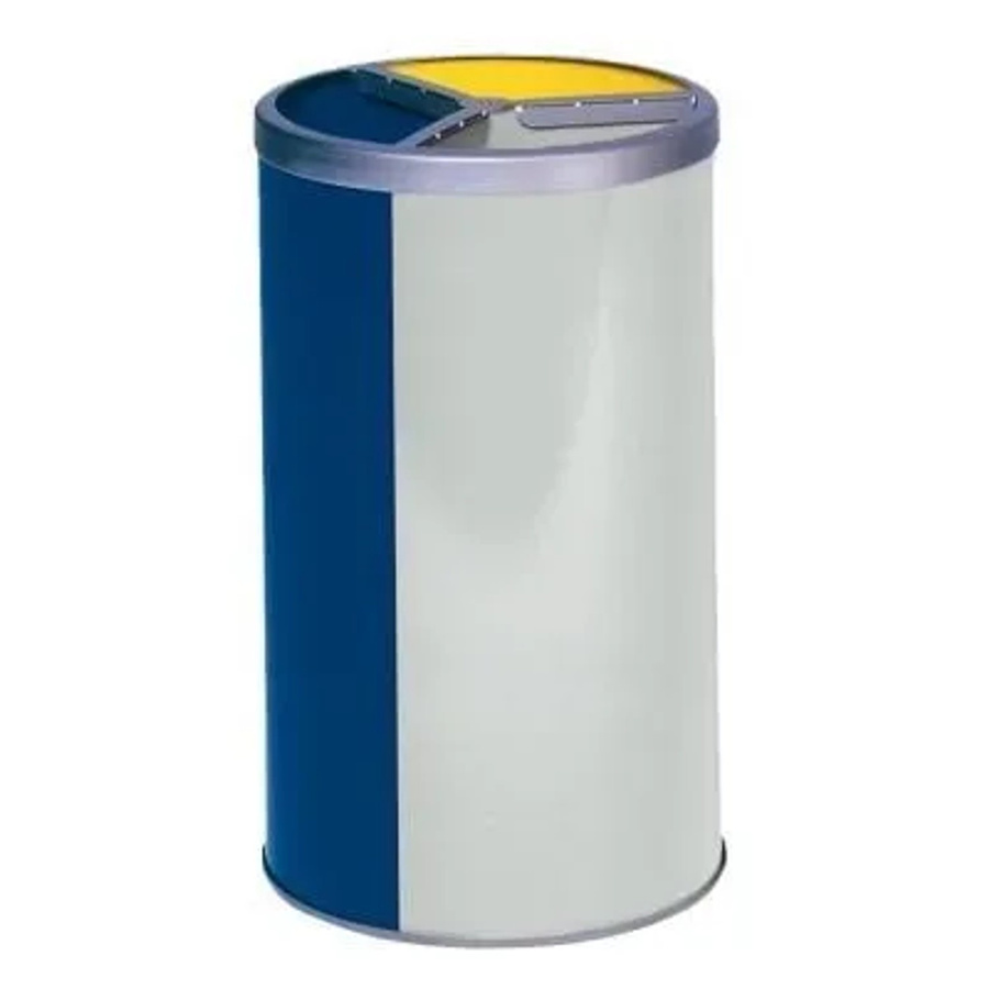 PROREGAL Wertstoffsammelstation aus verzinktem Stahl ohne Dach, 30 Liter pro Behälter, H x B x T: 72 x 42 x 42 cm, Blau und Grau - Bild 2