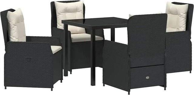 vidaXL Garten Essgruppe 5-teilig aus Poly-Rattan und Glas in Schwarz - Bild 1